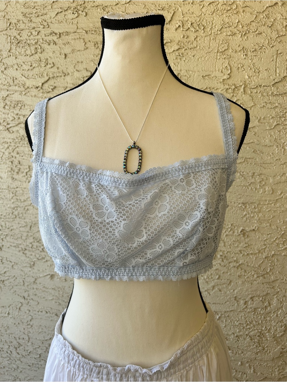 aerie Light Blue Floral Lace Bralette